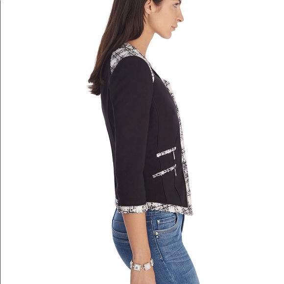 WhiteHouse BlackMarket Black Jacket, Tweed Trim - Picture 3 of 8